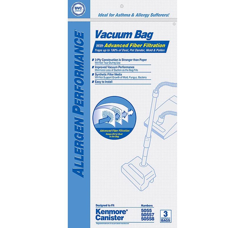 DVC KER-14551A Vacuum Bag For Kenmore Canister 3 pk Kenmore Q & C