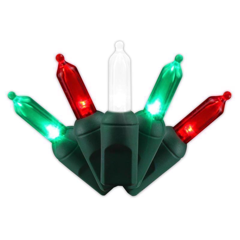 Celebrations T550TRSA Platinum LED T5 Red/Green/Pure White 50 ct String Christmas Lights 25 ft.