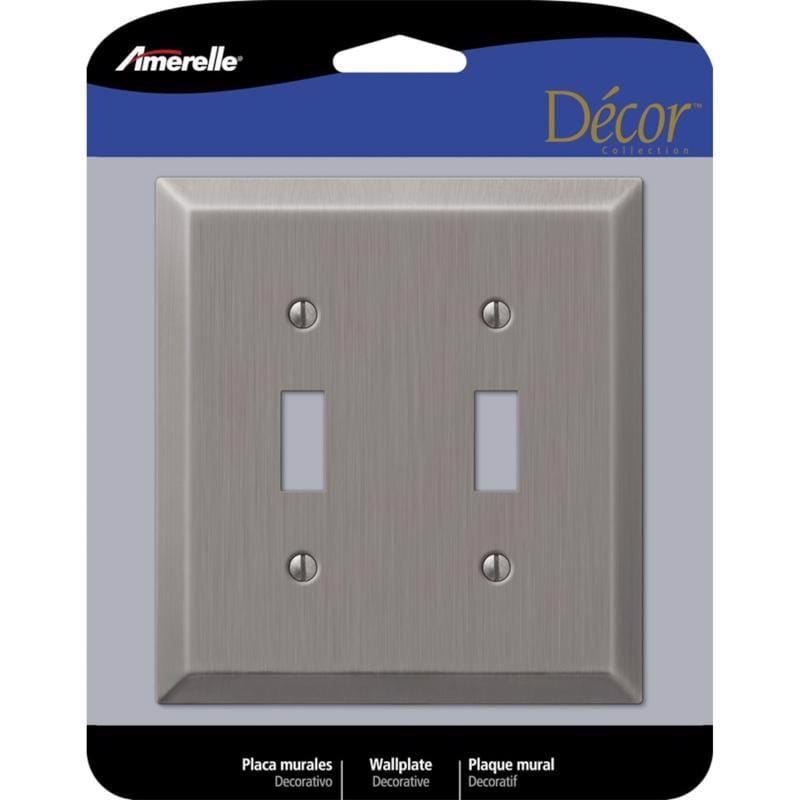 Amerelle 163TTAN Century Antique Nickel 2 gang Stamped Steel Toggle Wall Plate 1 pk