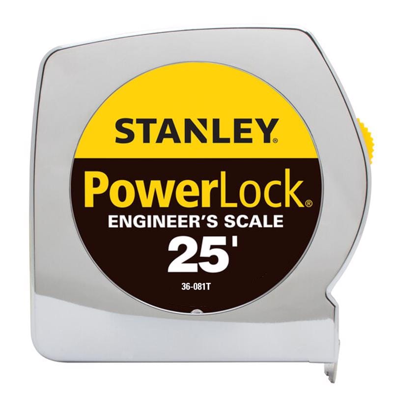 Stanley 36-081T PowerLock 25 ft. L X 1 in. W Engineer's Tape Measure 1 pk
