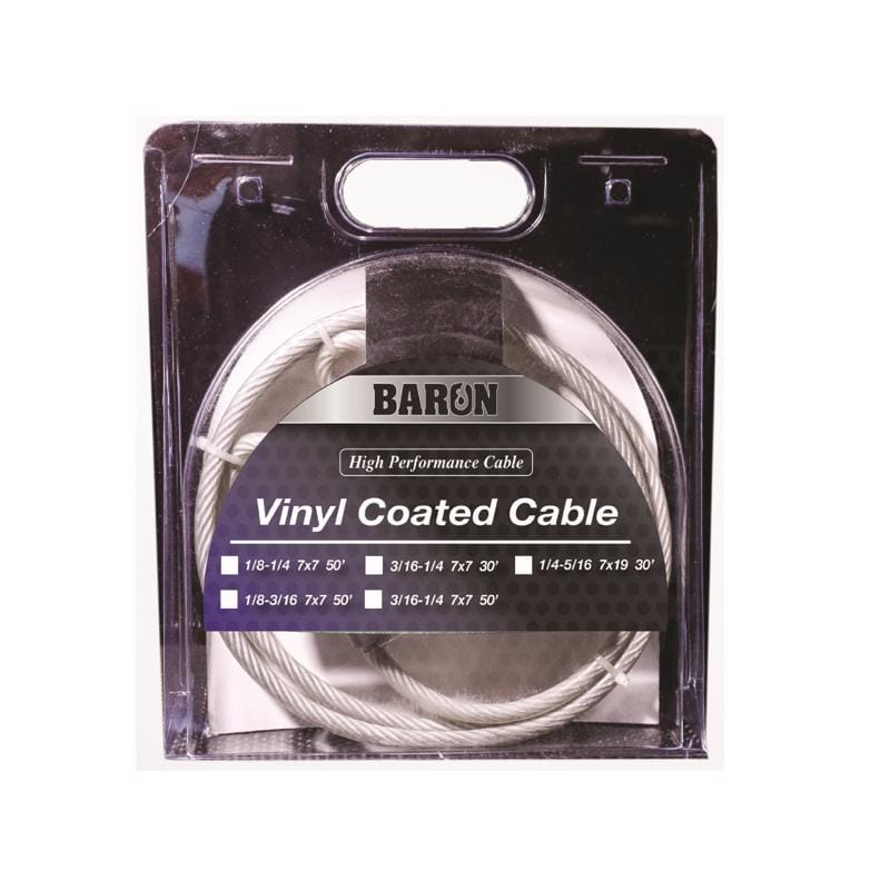Baron 52205 3/16-1/4 in. D X 30 ft. L Vinyl Coated Galvanized Steel Aircraft Cable