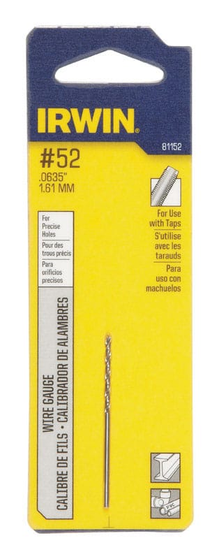 Irwin 81152 52 X 1-7/8 in. L High Speed Steel Wire Gauge Bit Straight Shank 1 pc