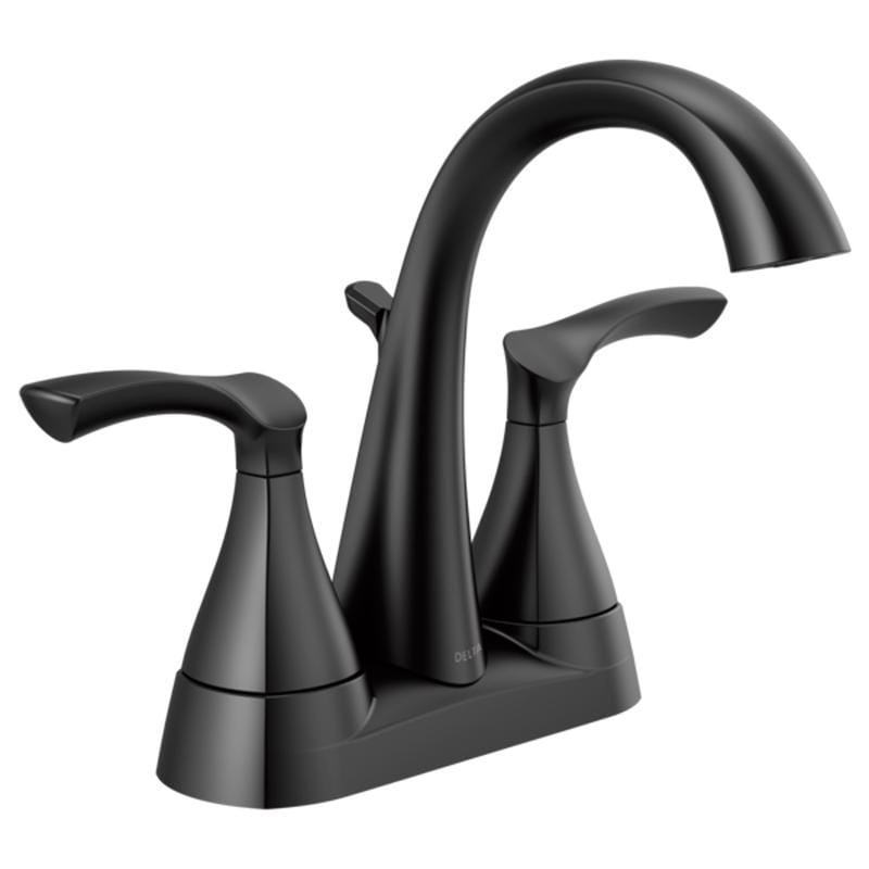 Delta 25748LF-BL Sandover Matte Black Traditional Centerset Bathroom Sink Faucet 4 in.