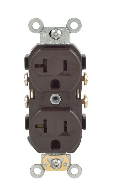 Leviton 0CR20-00S 20 amps 125 V Duplex Brown Outlet 5-20R 1 pk