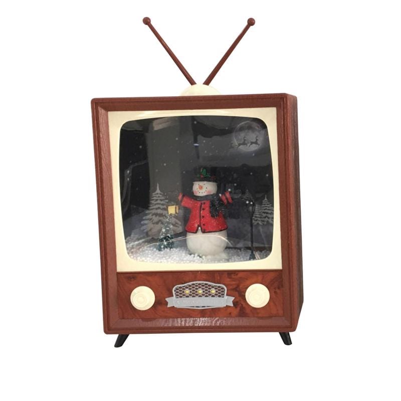 Glory Haus 93170002 Mini Retro TV with Snowman Table Decor