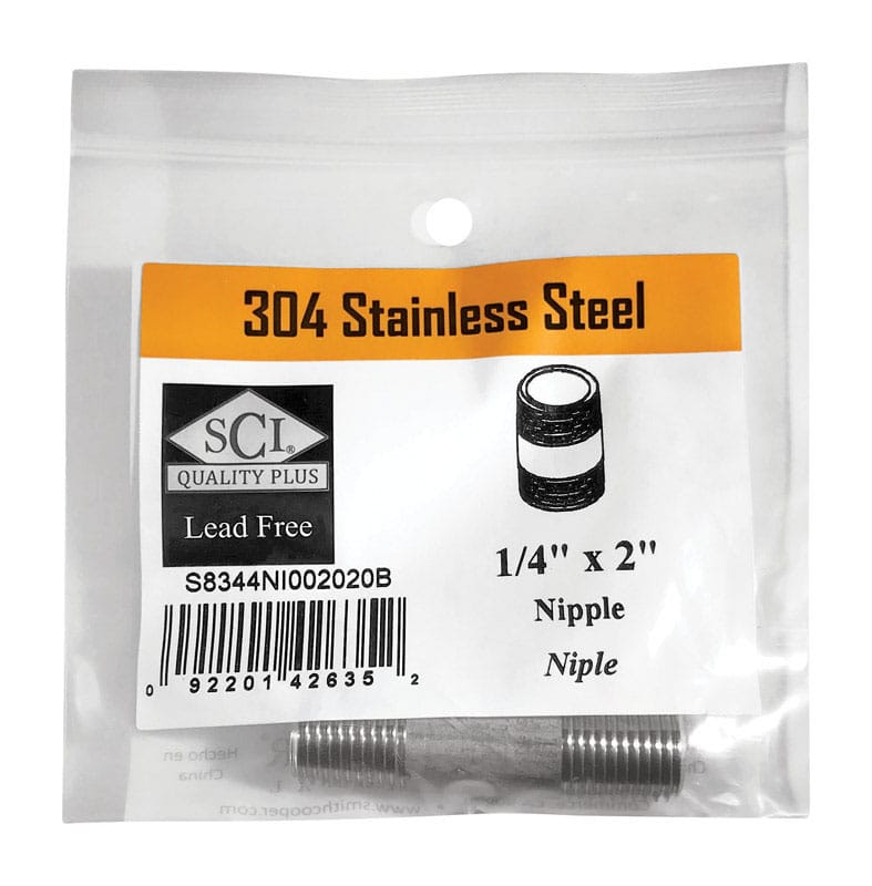 Smith-Cooper 4632100220 1/4 in. MPT Stainless Steel 2 in. L Nipple