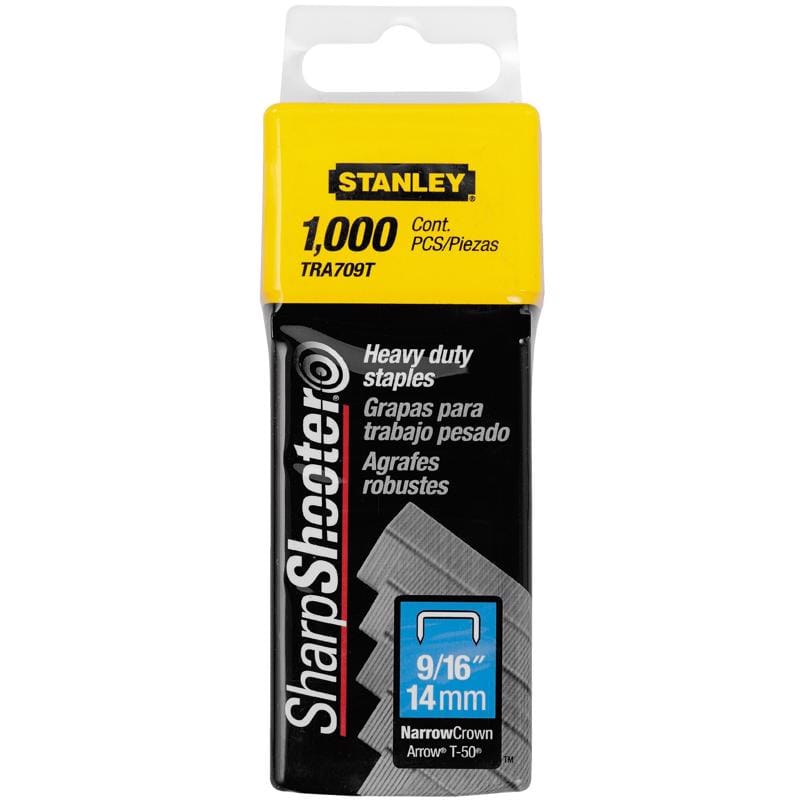 Stanley TRA709T Sharp Shooter 27/64 in. W X 9/16 in. L Narrow Crown Heavy Duty Staples 1000 pk