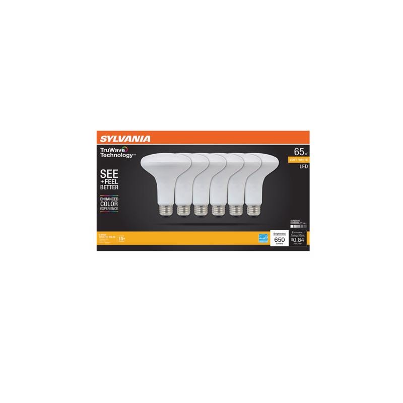 Sylvania 41328 Truwave BR30 E26 (Medium) LED Bulb Soft White 65 Watt Equivalence 6 pk