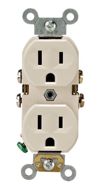 Leviton 0BR15-0TS 15 amps 125 V Duplex Light Almond Outlet 5-15R 1 pk