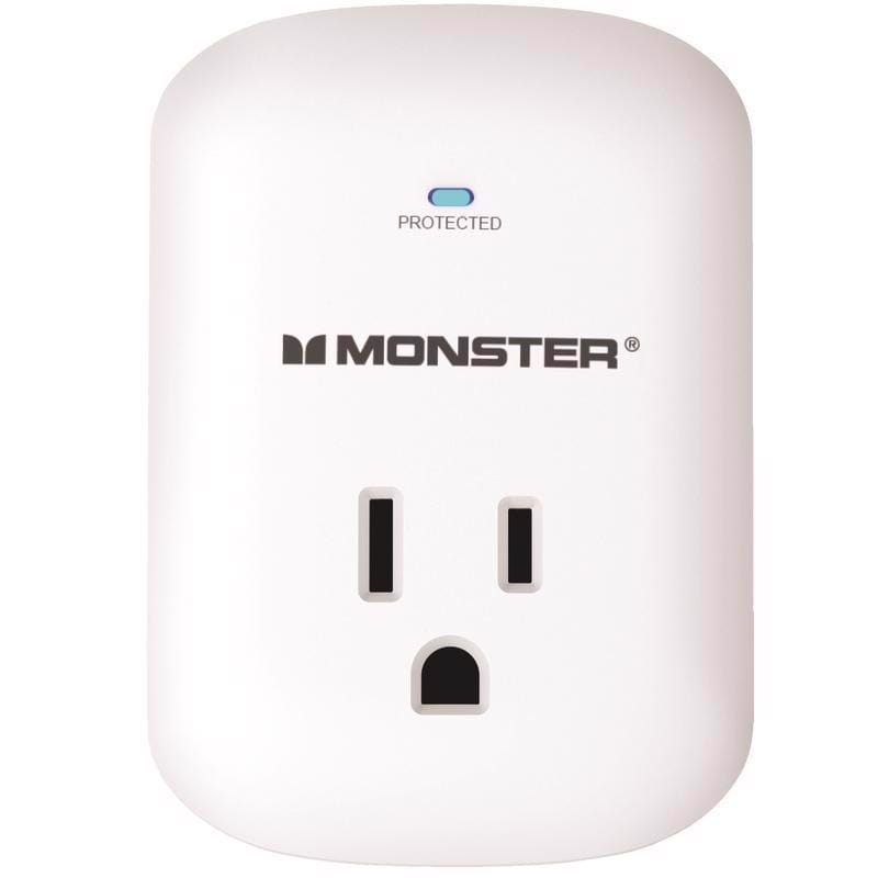 Monster 1600 Just Power It Up 0 ft. L 1 outlets Wall Tap Surge Protector White 1200 J