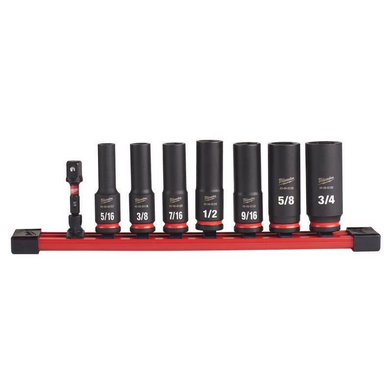 Milwaukee 49-66-7024 SHOCKWAVE 3/8 in. drive SAE 6 Point Deep Impact Rated Socket Set 8 pc