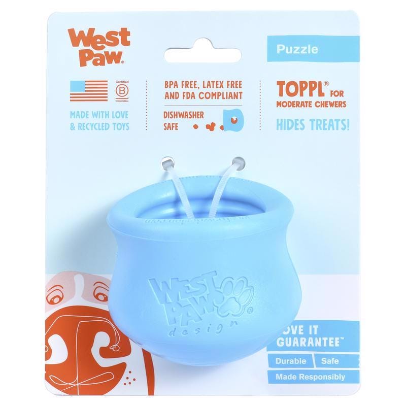 West Paw ZG083AQA Zogoflex For Dog Blue Plastic Toppl Pet Toy Small 1 pk