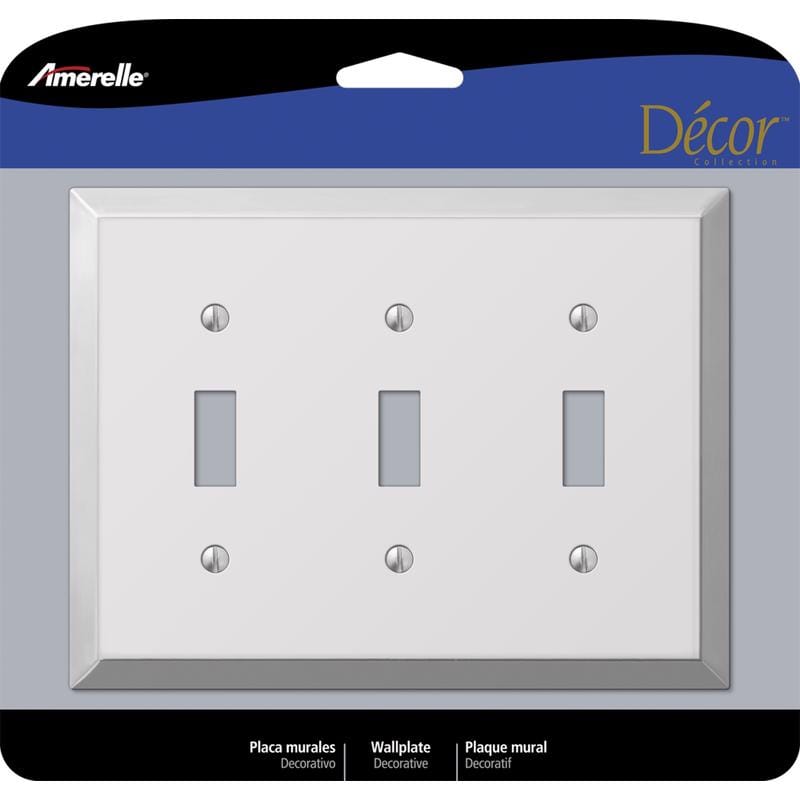 Amerelle 161TTT Century Polished Chrome 3 gang Stamped Steel Toggle Wall Plate 1 pk