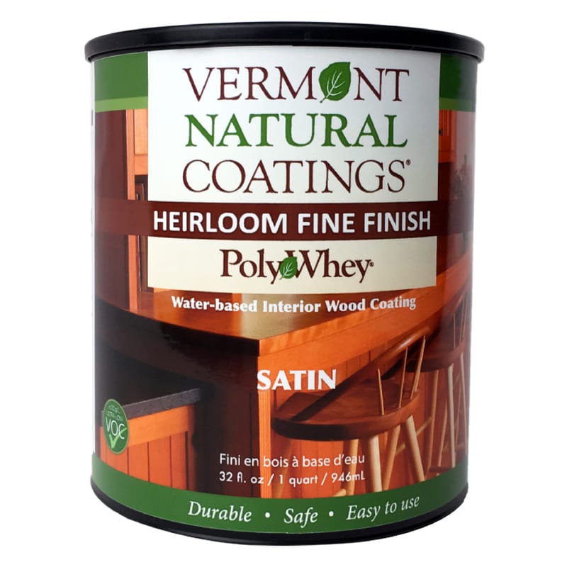Vermont Natural Coatings 101151 PolyWhey Satin Clear Water-Based Furniture Finish 1 qt