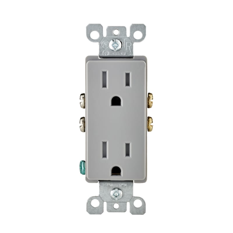 Leviton T5325-DG Decora 15 amps 125 V Duplex Gray Tamper Resistant Outlet 5-15R 1 pk