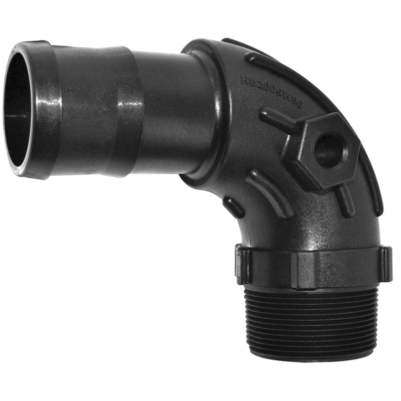 Green Leaf HB150SW90 1-1/2 in. Male X 1-1/2 in. D Barb Polypropylene 90 Degree Hose Elbow 1 pk