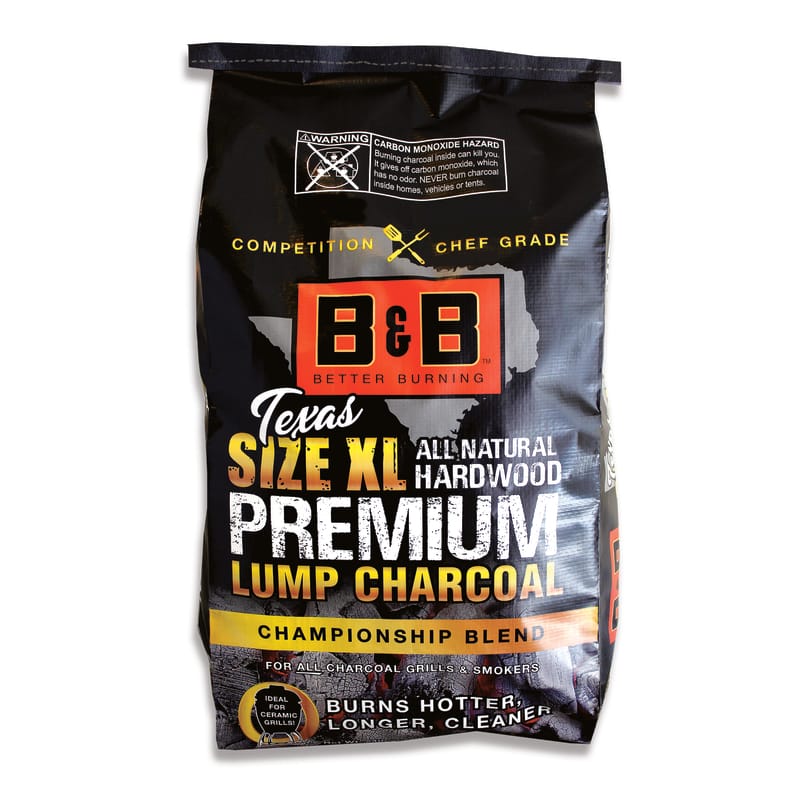 B&B Charcoal 53077 Texas XL Premium All Natural Championship Blend Lump Charcoal 24 lb