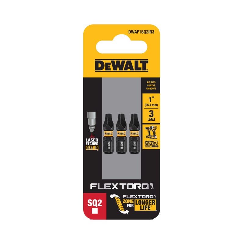 Dewalt DWAF1SQ2IR3 FlexTorq Square #2 X 1 in. L Impact Driver Bit Set Steel 3 pc