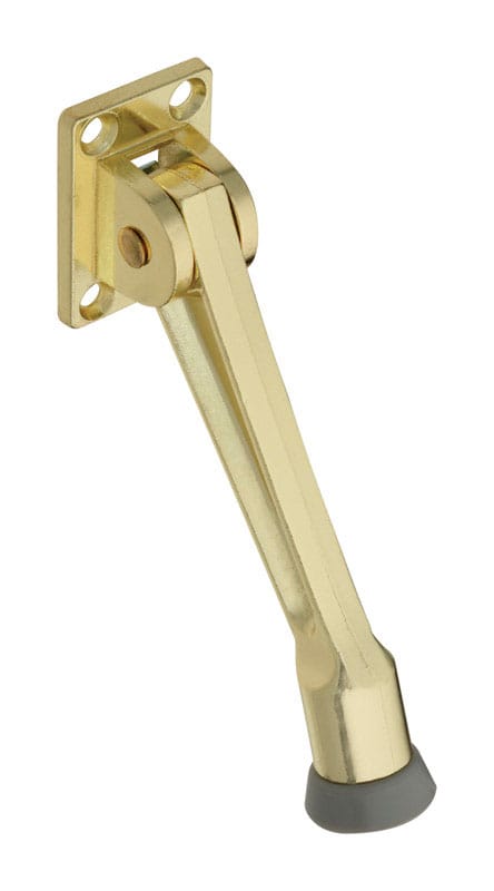 National Hardware N184-218 5 in. W Zinc w/Rubber Tip Brass Kick-Down Door Holder Mounts to door .75 in.