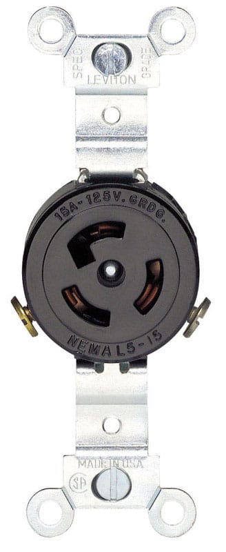 Leviton 04710-000 15 amps 125 V Black Locking Receptacle L5-15R 1 pk