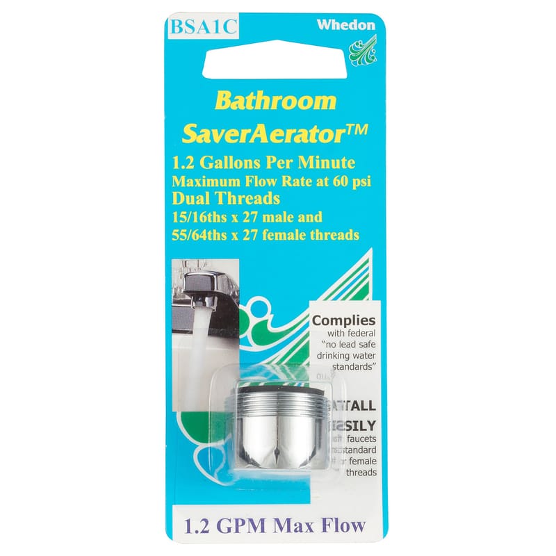 Whedon BSA1C SaverAerator Dual Thread 15/16 in.- 27M x 55/64 in.-27F Chrome Plated Faucet Aerator