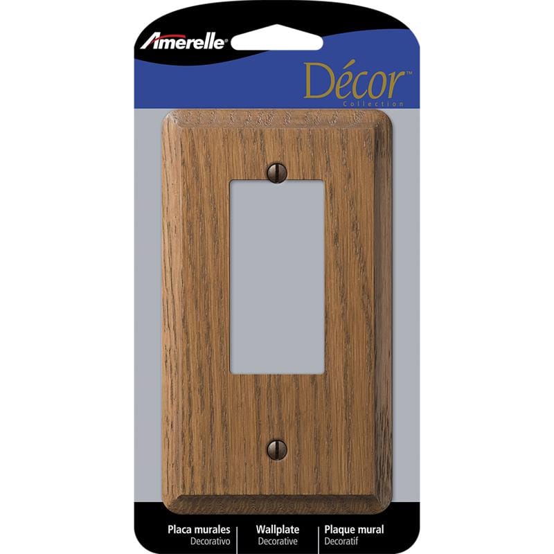 Amerelle 901R Contemporary Brown 1 gang Oak Wood Decorator Wall Plate 1 pk
