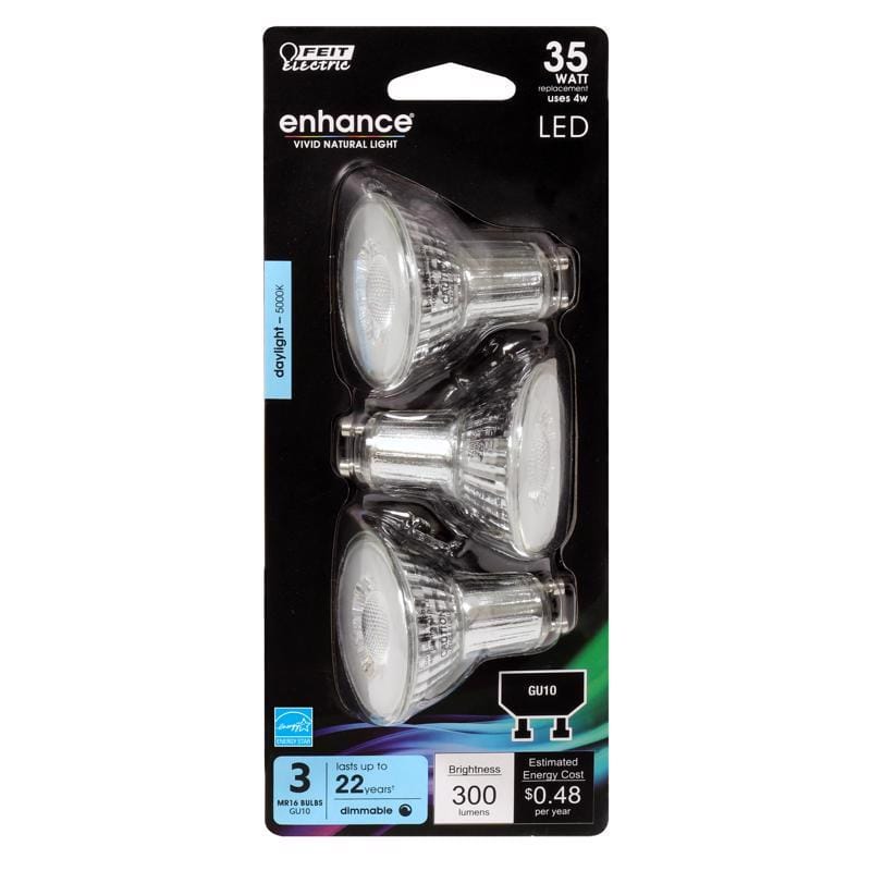 Feit MR16GU10950CA3 Enhance MR16 GU10 LED Bulb Daylight 35 Watt Equivalence 3 pk