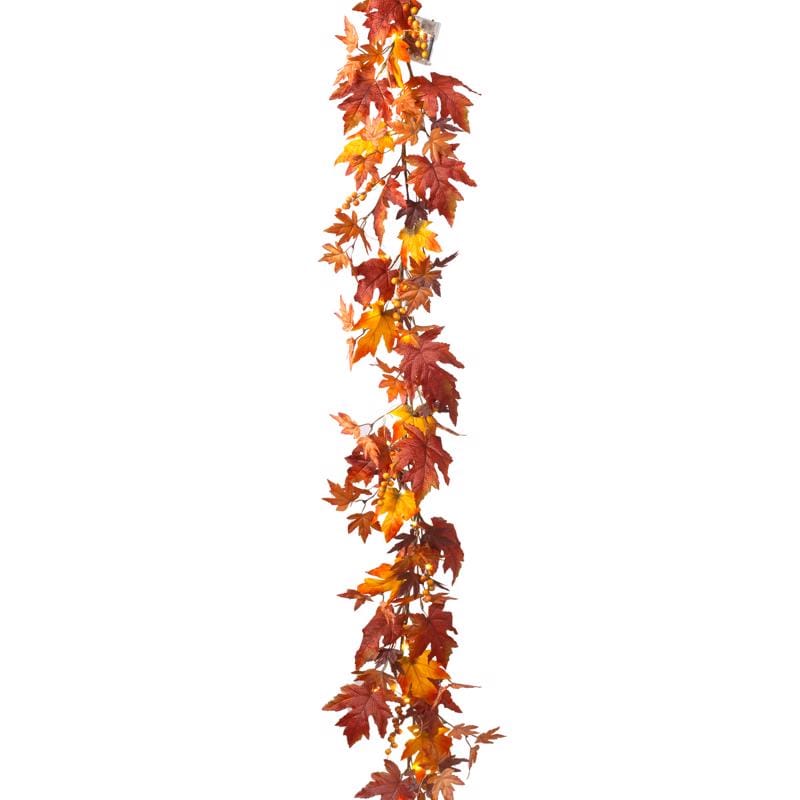 Gerson 2595110 Warm White Prelit Leaf Garland Halloween Decor
