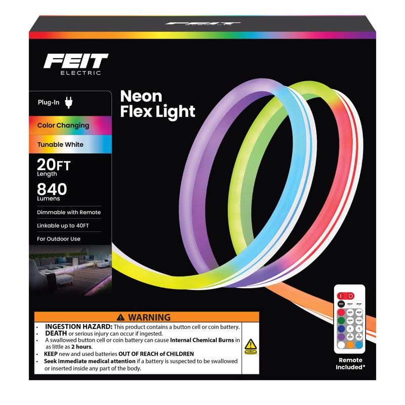 Feit Electric NF20/CHASE Feit 20 ft. L Color Changing Plug-In LED Tape Light 1 pk