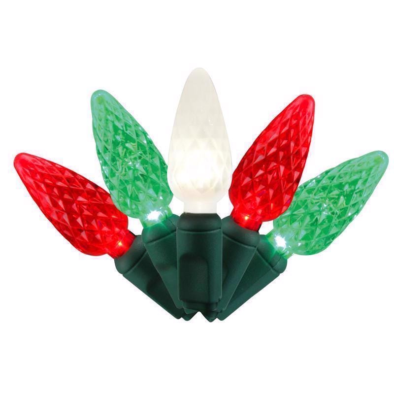 Celebrations C650TRSA Platinum LED C6 Red/Green/Pure White 50 ct String Christmas Lights 25 ft.