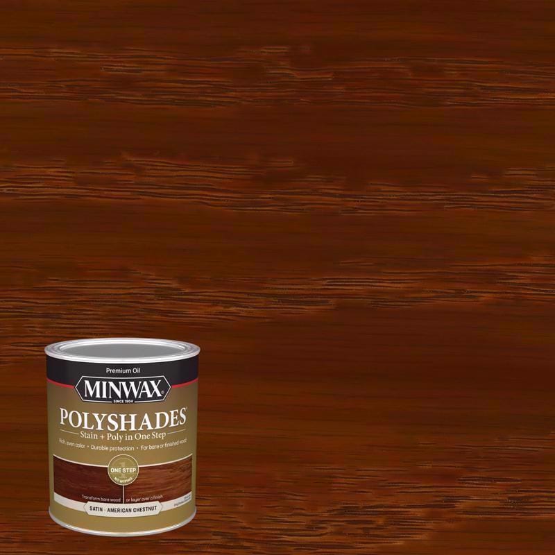 Minwax 613750444 PolyShades Semi-Transparent Satin American Chestnut Oil-Based Stain/Polyurethane Finish 1 qt