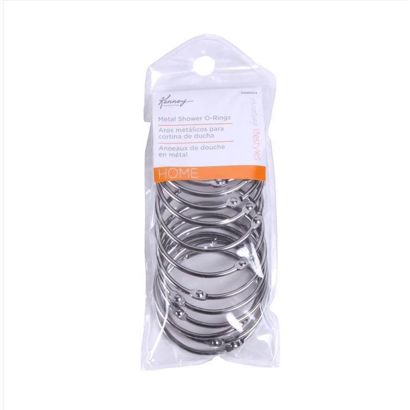 Kenney KN96004 Chrome Silver Steel Shower Curtain Rings 12 pk