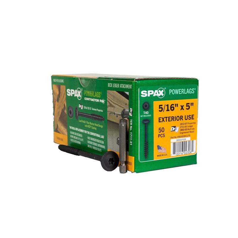 Spax 4581820801275 PowerLags 5/16 in. in. X 5 in. L T-40 Washer Head Serrated Structural Screws