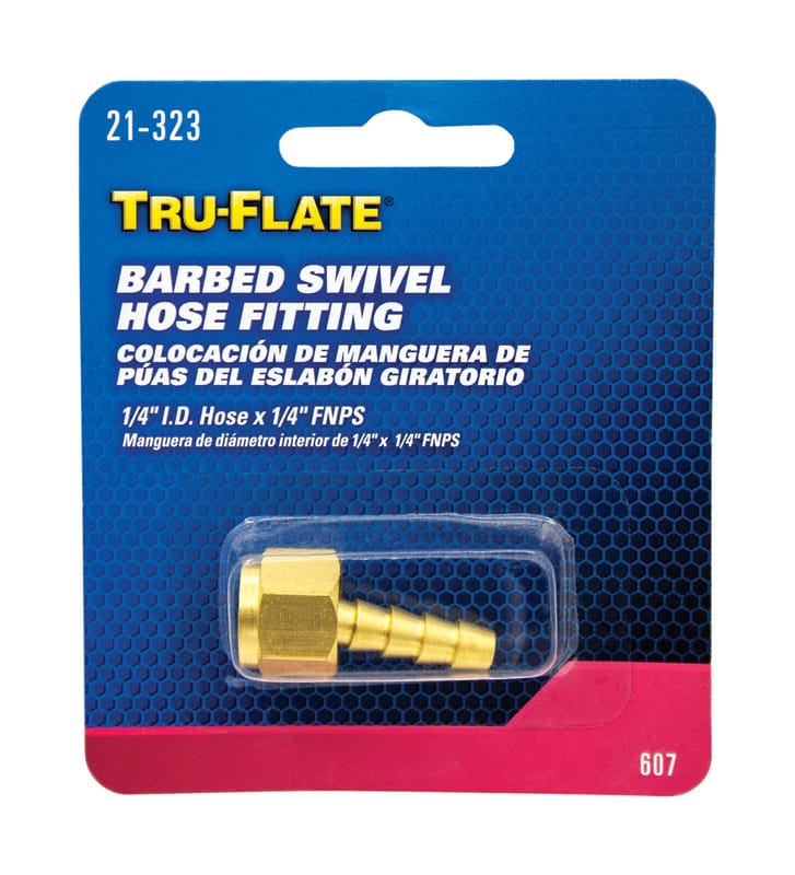 Tru-Flate 21323 Brass Barbed Swivel Fitting 1/4 in. Female 1 pc
