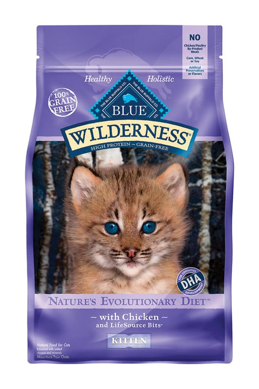 Blue Buffalo 596188 Wilderness Kitten Chicken Dry Cat Food Grain Free 5 lb