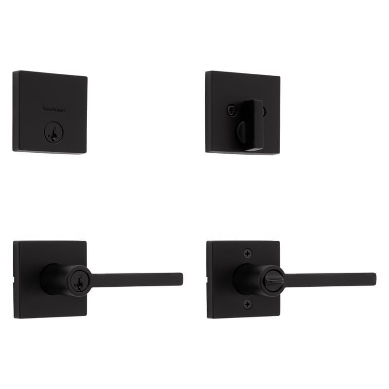 Kwikset 99910-068 Halifax Matte Black Zinc Lever and Single Cylinder Deadbolt