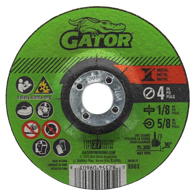 Gator 9603 4 in. D X 5/8 in. X 1/8 in. thick Metal Grinding Wheel 1 pc
