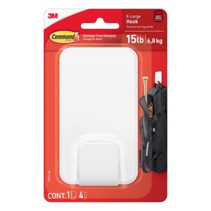 3M 17011-ES Command Extra Large Plastic Hook 4.7 in. L 1 pk