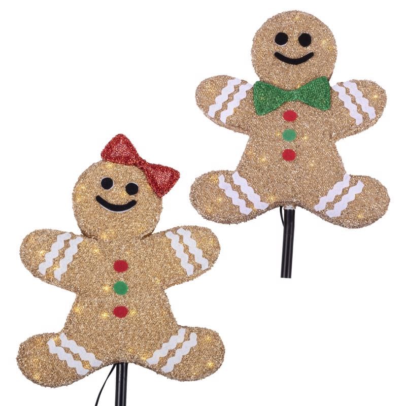 Celebrations 06-04000A LED Warm White Set of 2 Gingerbread People 20 in. Pathway Decor
