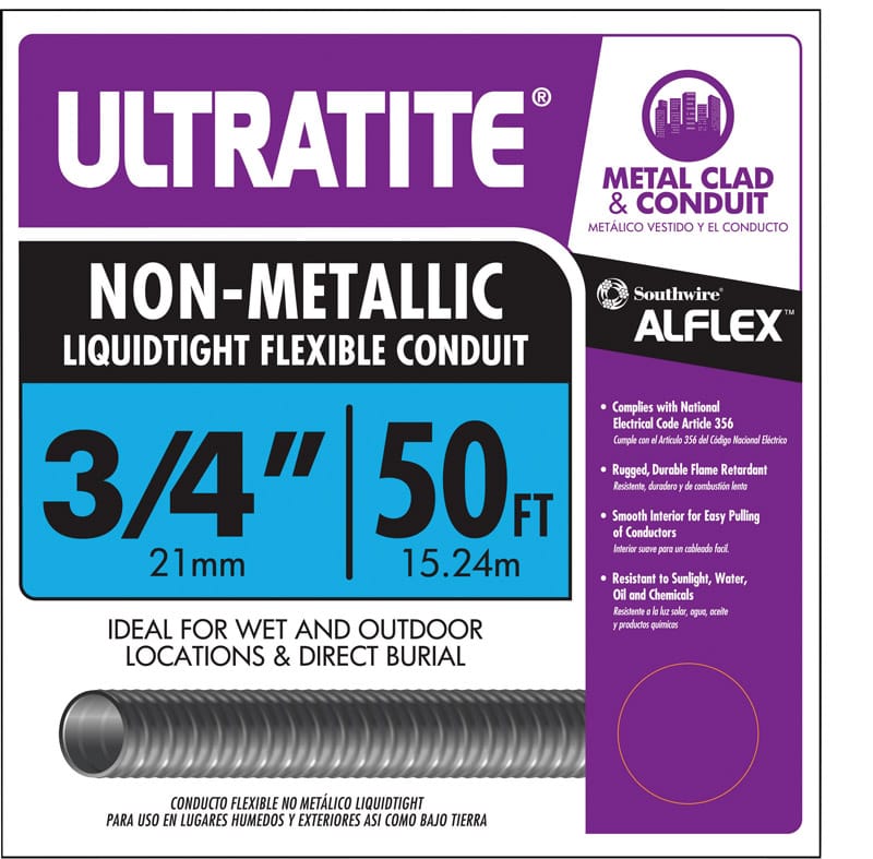 Southwire 55094322 3/4 in. D X 50 ft. L Thermoplastic Flexible Electrical Conduit For LFNC-B