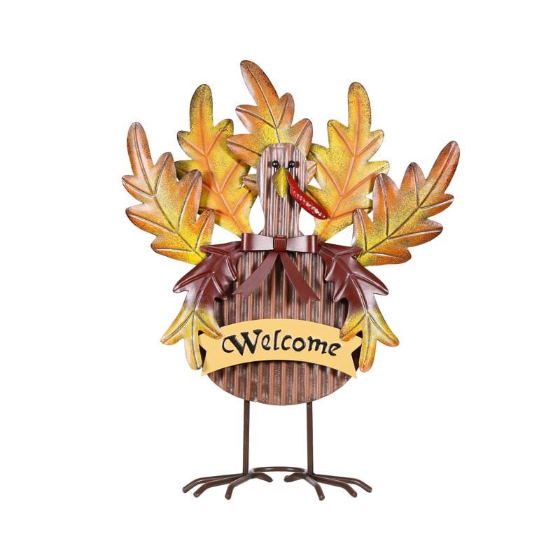 Alpine WQA1226 17 in. Welcome Turkey Decor Halloween Decor