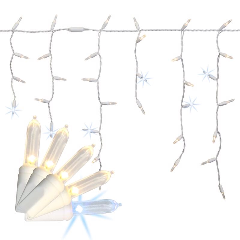 Celebrations ICT5WWSA Platinum LED T5 Warm White 100 ct Icicle Christmas Lights 9.5 ft.