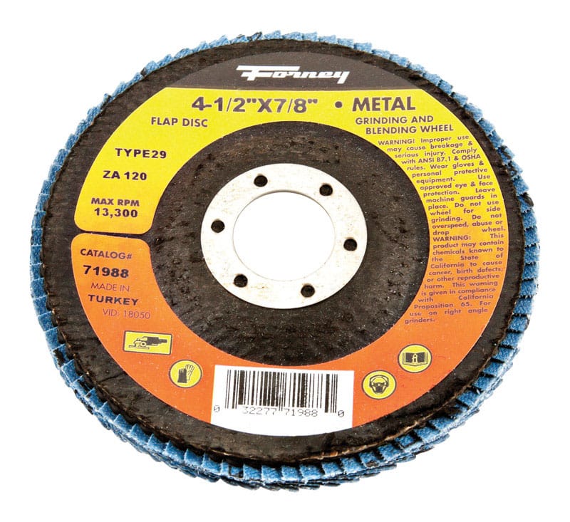 Forney 71988 4-1/2 in. D X 7/8 in. Zirconia Aluminum Oxide Arbor Flap Disc 120 Grit 1 pc