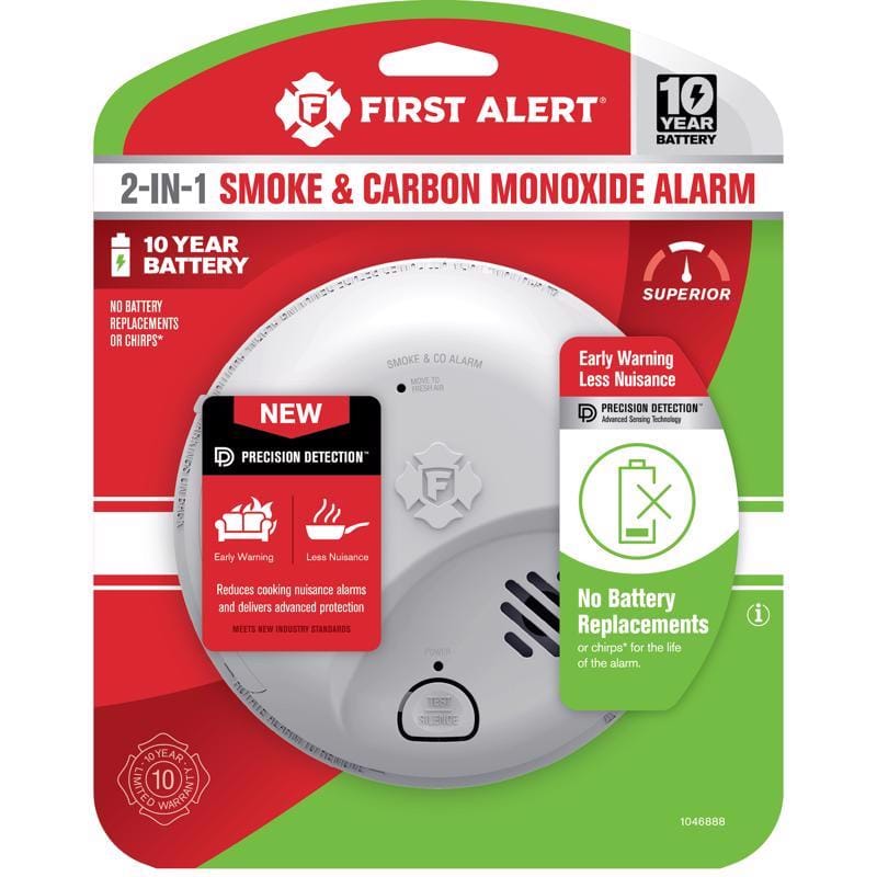First Alert 1046888 10 Year Battery-Powered Electrochemical/Ionization Smoke and Carbon Monoxide Detector 1