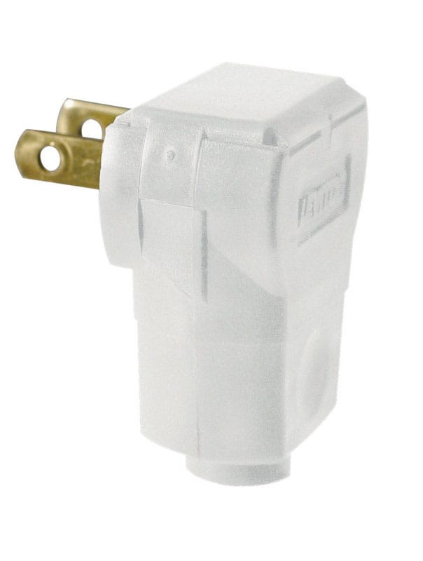 Leviton 101AN-00W Commercial and Residential Plastic Straight Blade Plug 1-15P 20-16 AWG 2 Pole 2 Wire