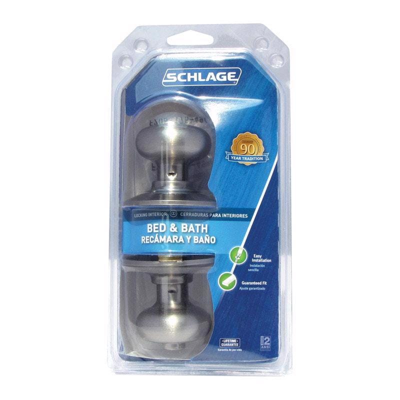 Schlage F40VPLY619 Plymouth Satin Nickel Privacy Lockset 1-3/4 in.