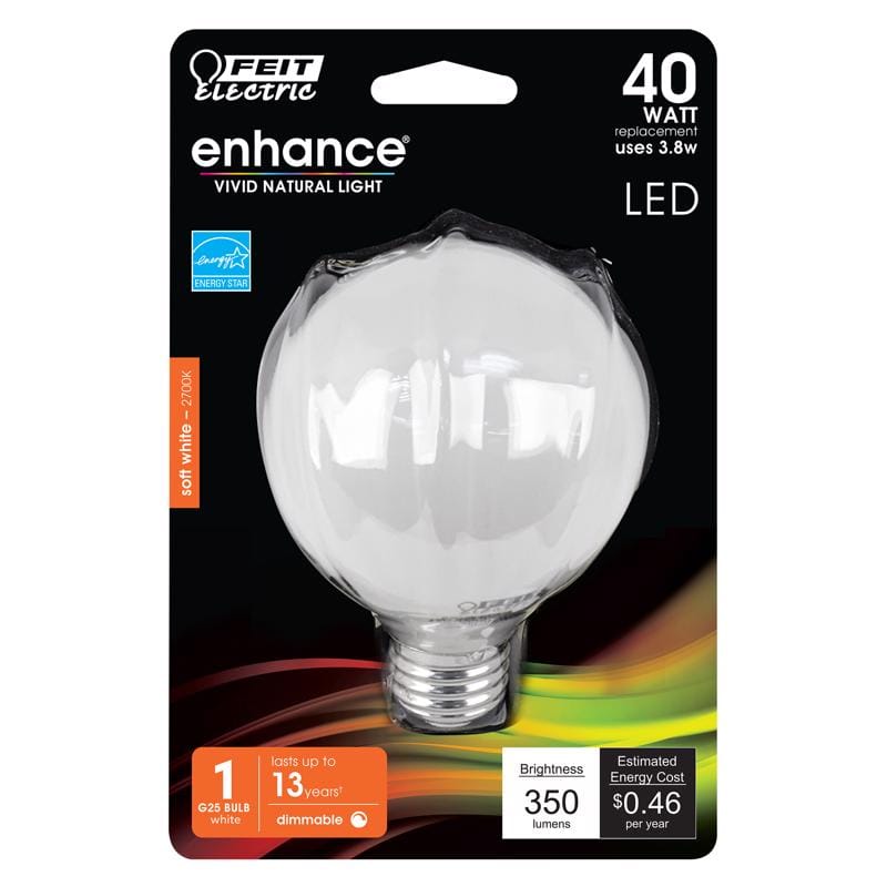 Feit G2540W927CAFLRP G25 E26 (Medium) LED Bulb Soft White 40 Watt Equivalence 1 pk