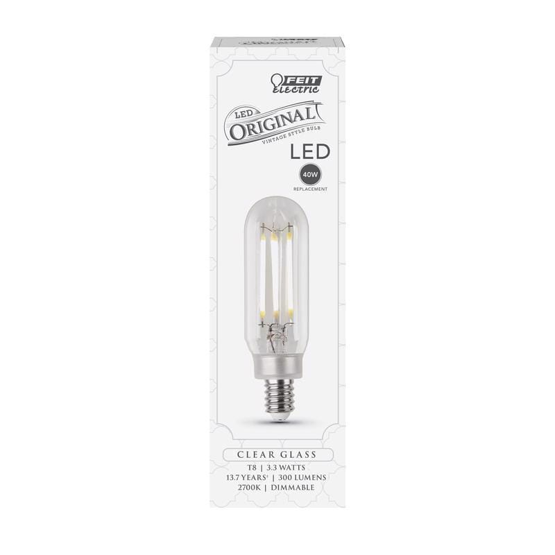 Feit T8C/CL/VG/CALED T8 E12 (Candelabra) LED Bulb Soft White 40 Watt Equivalence 1 pk