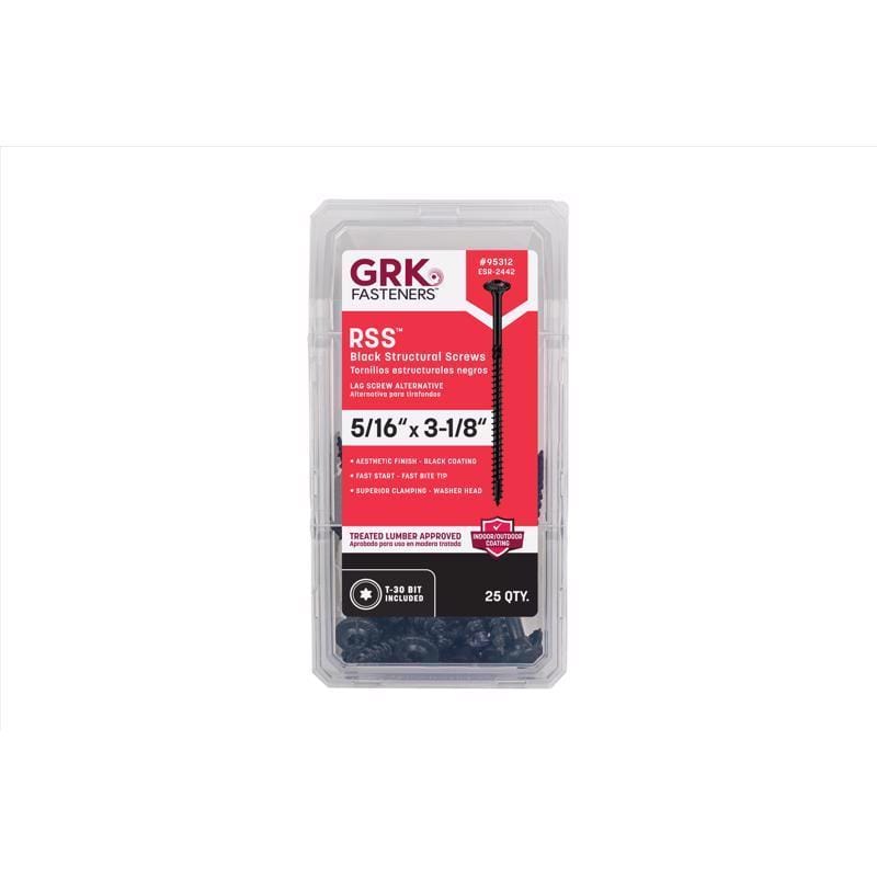 GRK Fasteners 95312 5/16 in. X 3-1/8 in. L Star Climatek W-Cut Structural Wood Screws 25 pk