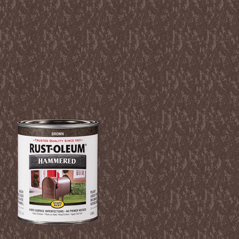 Rust-Oleum 239073 Stops Rust Indoor and Outdoor Hammered Brown Protective Paint 1 qt